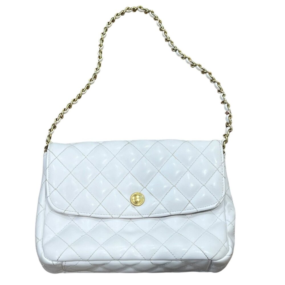 Janie And Jack 2017 White NWOT Quilted Purse Shoulder Bag Gold Chain Strap